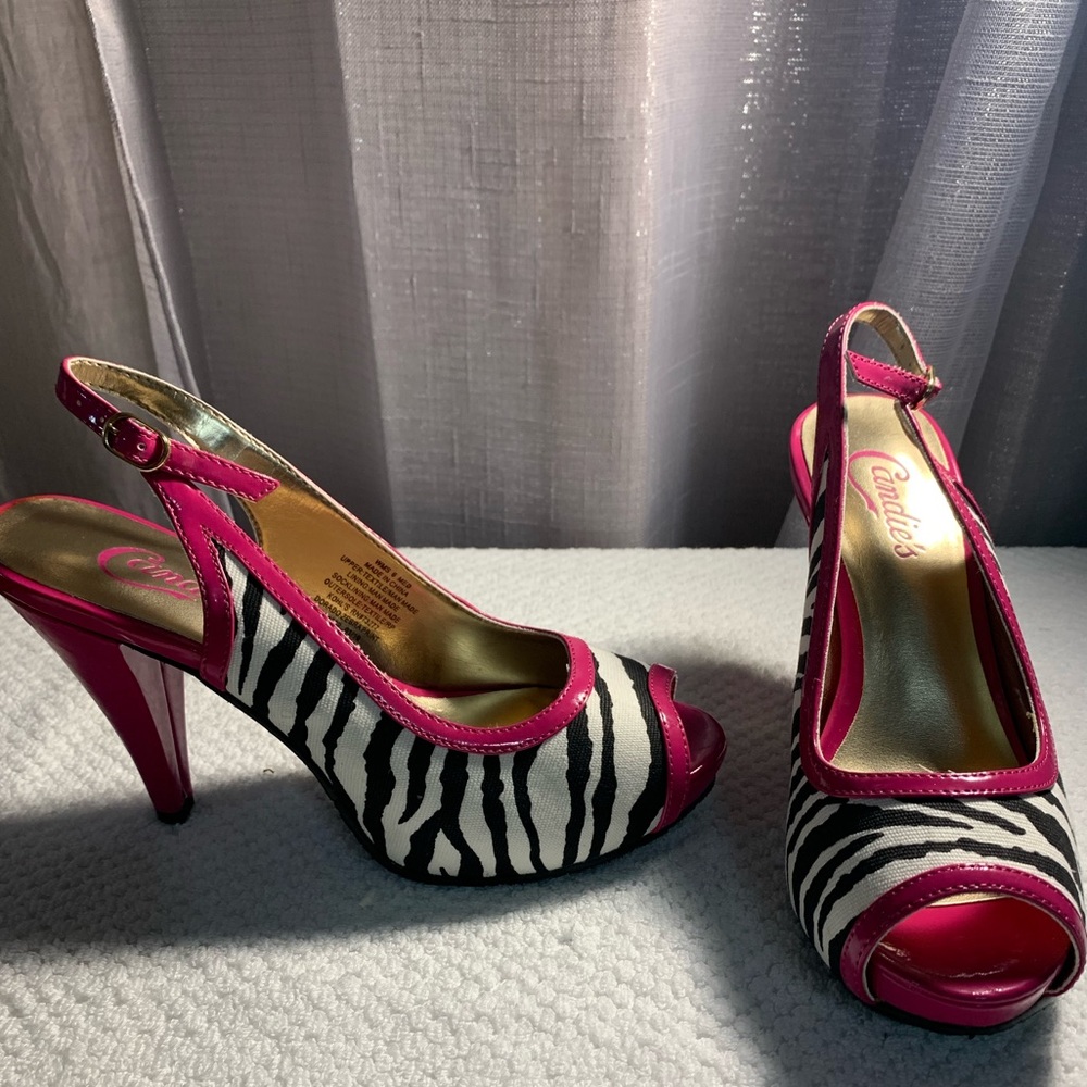 Candies zebra print heels - size 6
